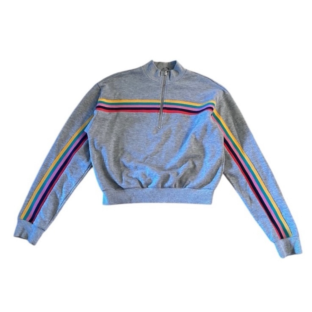 COPY - Gray Forever 21 Zip Up Sweater Size Large Rainbow